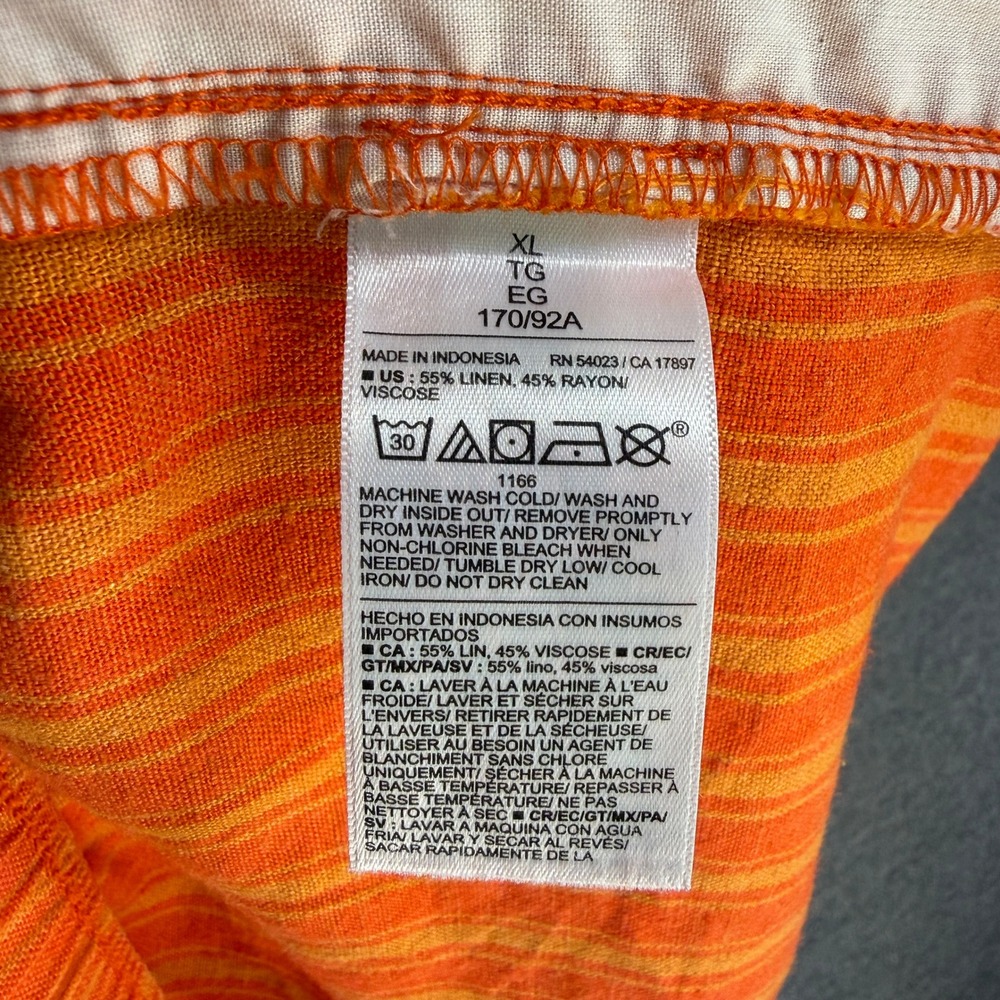 Old Navy Wide Leg Linen Pants Womens XL Blend Striped Orange Yellow Comfort - Picture 3 of 8